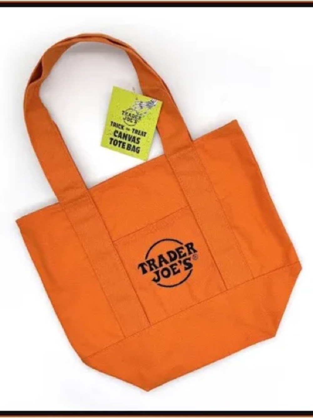 NWT Trader Joe's Trick or Treat Orange Canvas Tote Bag